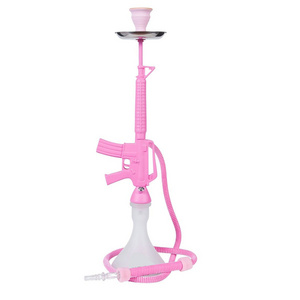 Modern Union Russian Deluxe Large Smoking Set Gold Pink Nargile Resin Glass Ak47 Gun Chicha Shisha Hookah large floor hookah