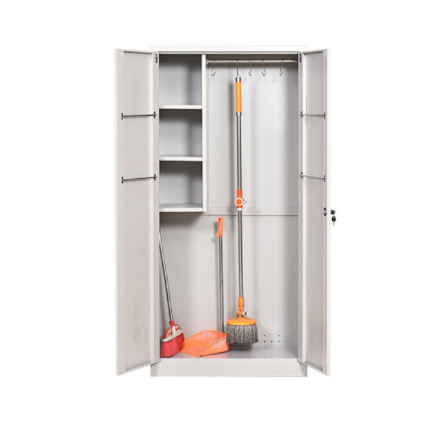 Factory Direct Sales Lockable Broom Outdoor Storage Garden Tool Clean Cabinet Patio Cupboard Metal Office Furniture Modern