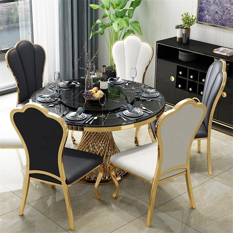 Wholesale marble table and chair set dining room furniture set of 4 with round table