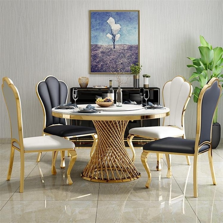 Wholesale marble table and chair set dining room furniture set of 4 with round table