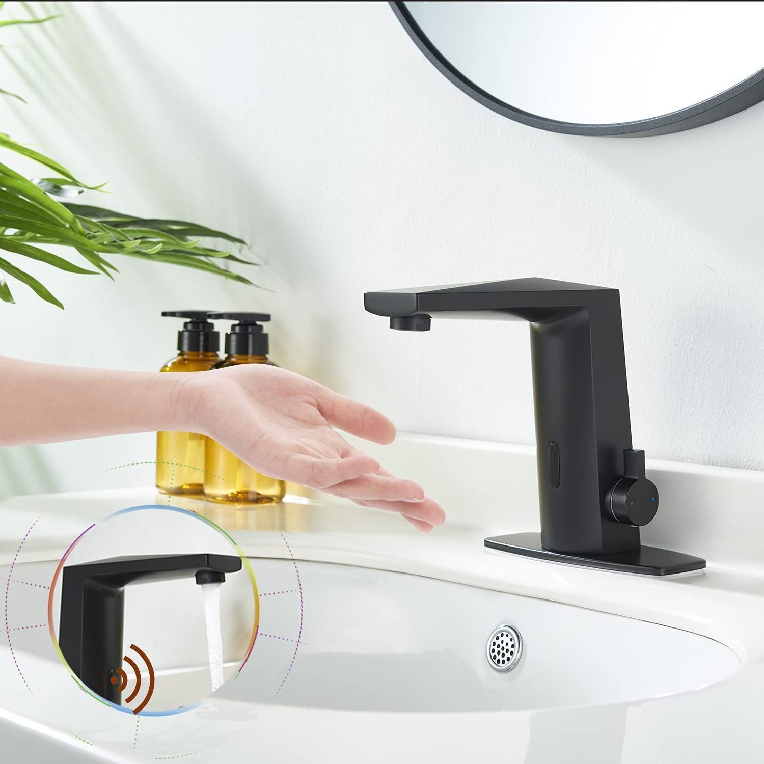 Black Automatic Sensor Touchless Kitchen Bathroom Sink Faucet