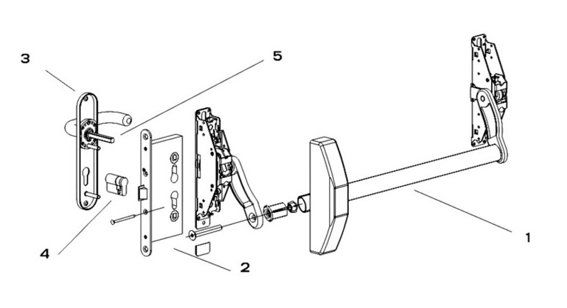 Panic Exit Device Press Anti Panic Bar for Fire Door