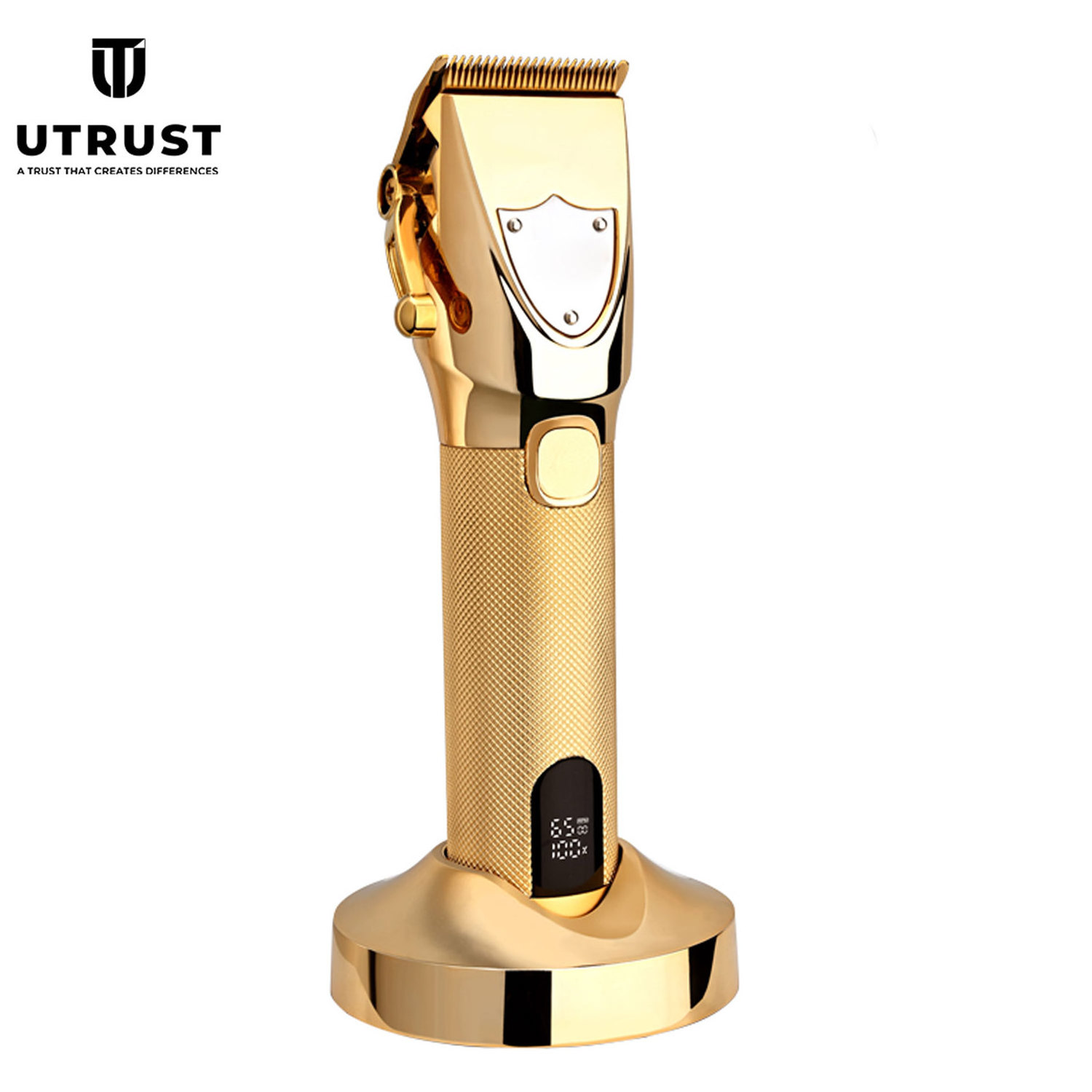 Professional Rechargeable 0mm Zero Gapped USB Cordless Gold Metal Hair Clipper