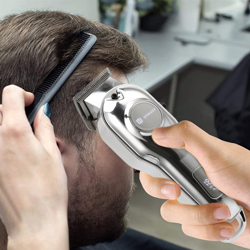 Professional Barber Electric Cordless Rechargeable Hair Clipper All Metal Electric Cutter for Men