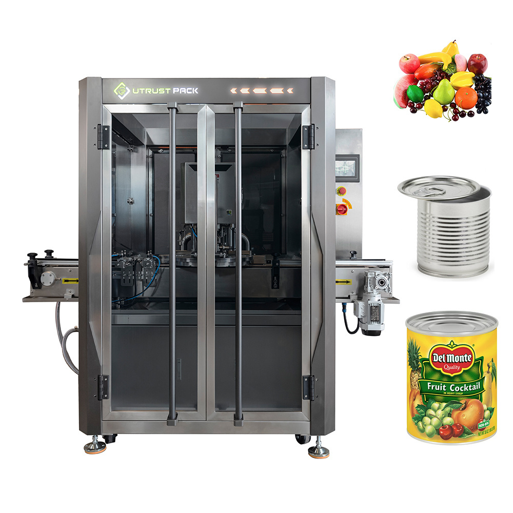 Automatic commercial fresh fruit wet foods canning vacuum tin metal aluminum can seamer machine