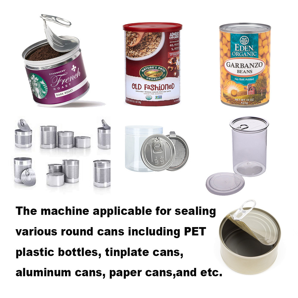 Semi automatic metal aluminium tin plastic jar food boba soda can sealing machine