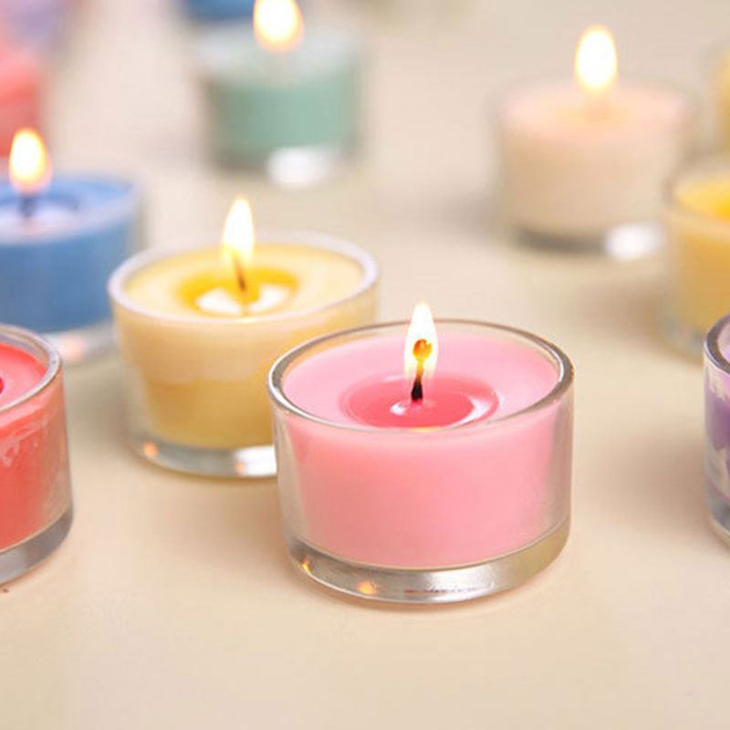 SS161 Hot Sale Wholesale Bulk Mini Glass Candles Small Tea Wax Multicolor Fragrance Aromatherapy Candles  Customization