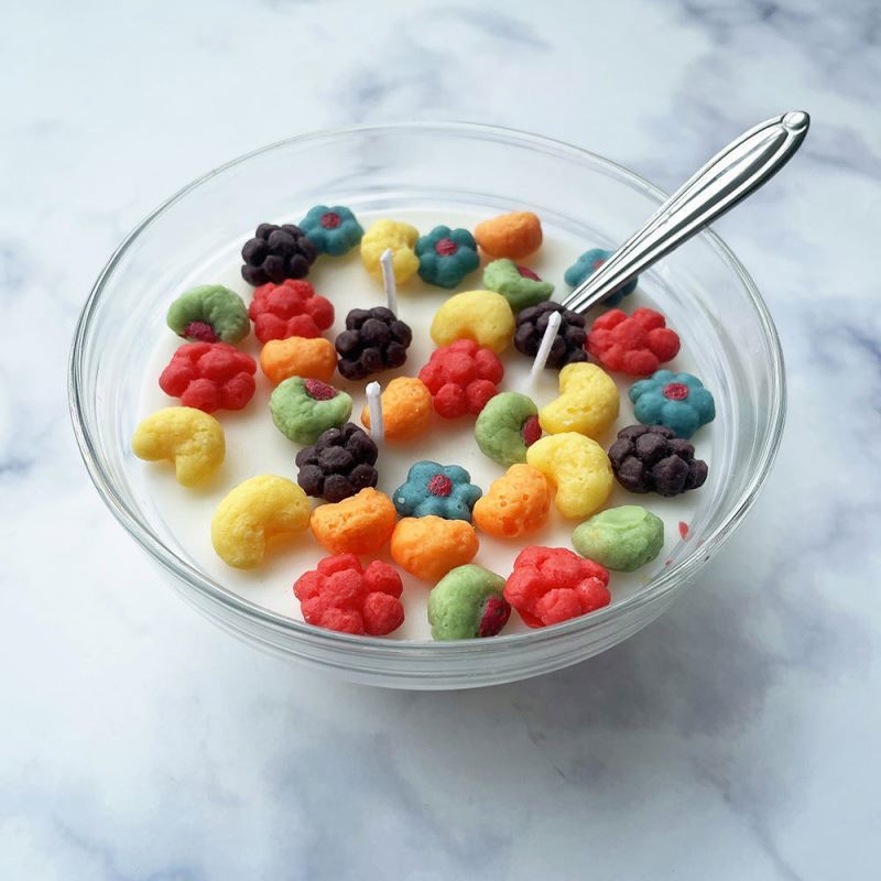 SS174 Hot Seller Unique Attracting Cereal Bowl Candle With Spoon Cereal Bowl Candle Soy Wax Luxury Scented Cereal Candle