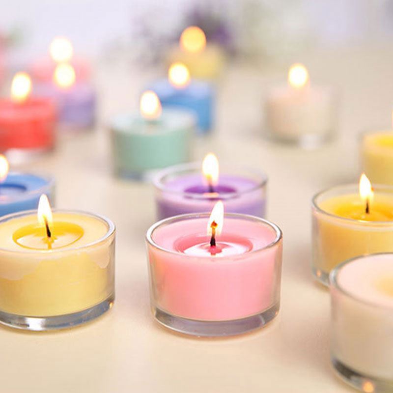 SS161 Hot Sale Wholesale Bulk Mini Glass Candles Small Tea Wax Multicolor Fragrance Aromatherapy Candles  Customization