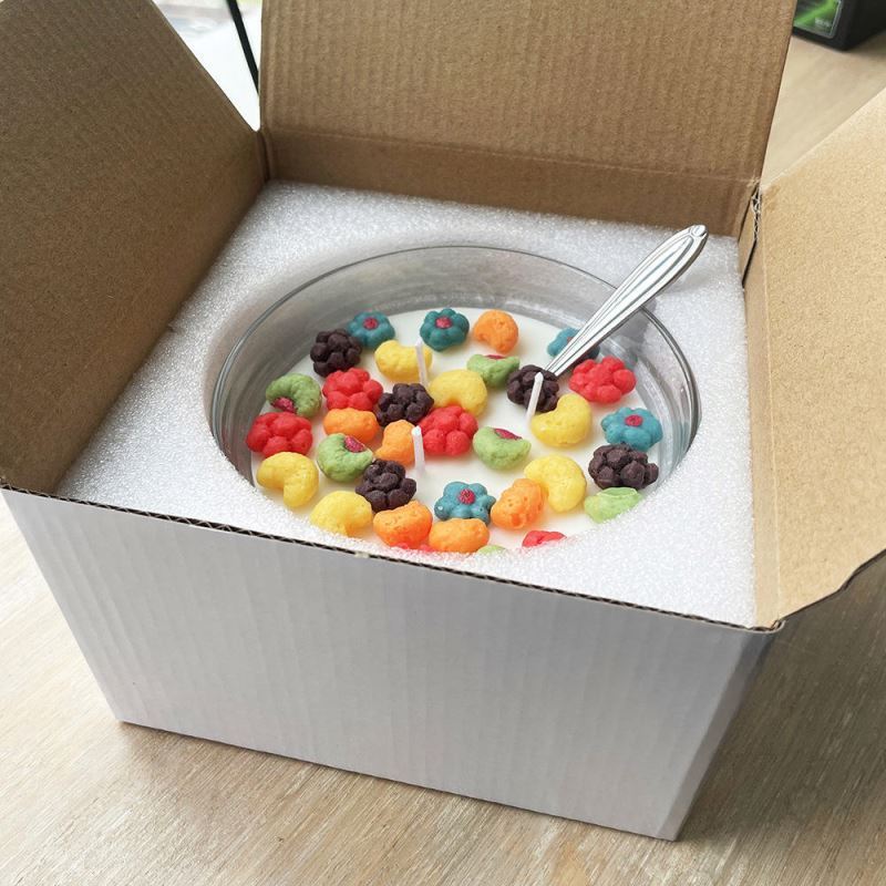 SS174 Hot Seller Unique Attracting Cereal Bowl Candle With Spoon Cereal Bowl Candle Soy Wax Luxury Scented Cereal Candle