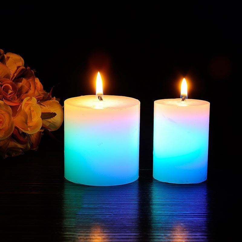 SSY785 New design Magic Color Changing Led Pillar Wax Candle Light Swing Flame Electronic Candle For Home Night Decoration