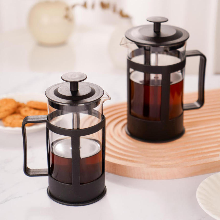 Wholesale French Press Coffee Pot 350ml 600ml Borosilicate Glass Household Coffee Making Filter Custom Logo Tea Brewer Outdoor