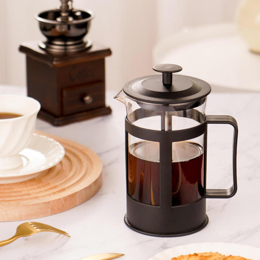 Wholesale French Press Coffee Pot 350ml 600ml Borosilicate Glass Household Coffee Making Filter Custom Logo Tea Brewer Outdoor