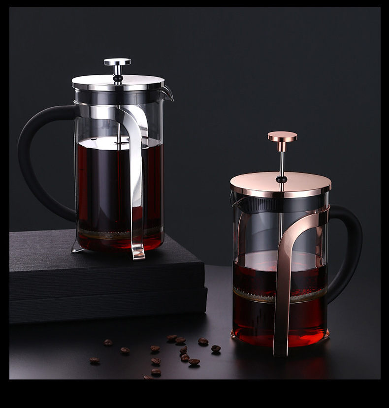 Hot Selling 350 ml Classical Style Cold Brew Glass French Press, Custom Logo French Press Tea Pot Coffee Maker