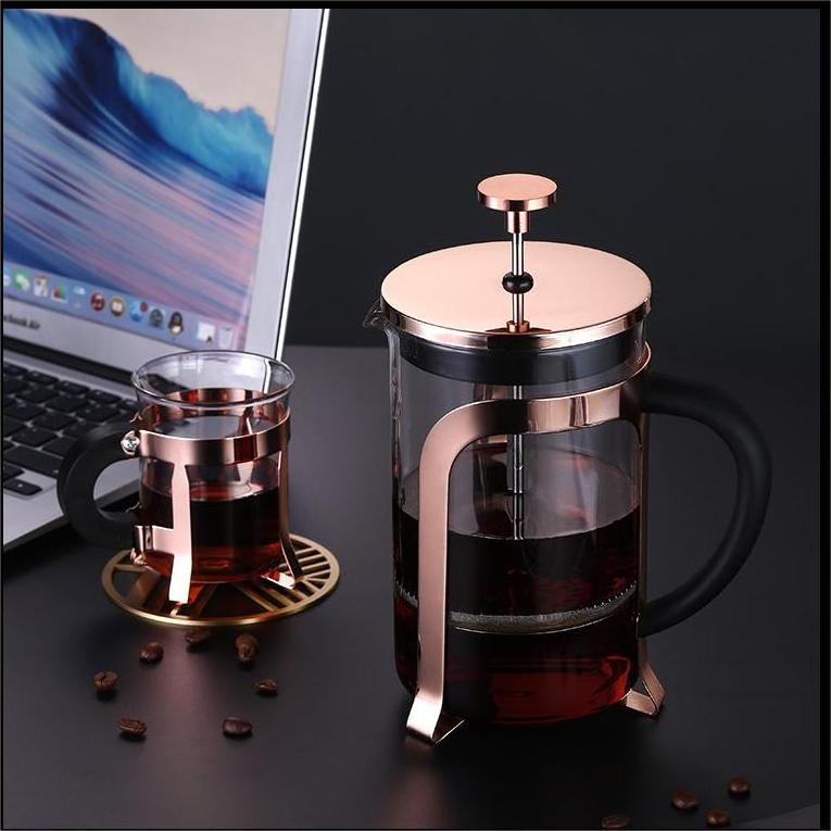 Hot Selling 350 ml Classical Style Cold Brew Glass French Press, Custom Logo French Press Tea Pot Coffee Maker