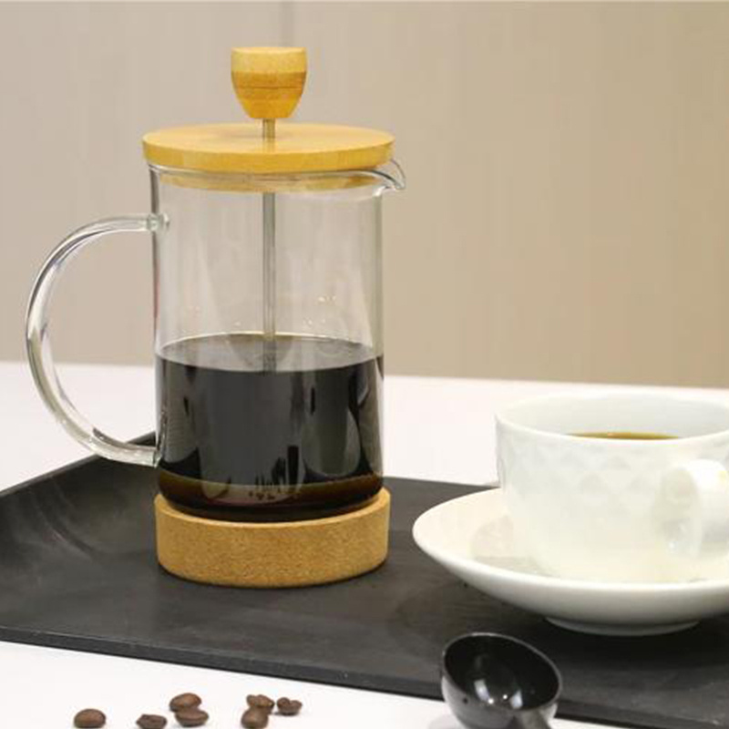 Eco-friendly Hot Sale Popular Coffee Press Bamboo and Cork French Press New Portable Steel French Press Coffee and Tea Maker