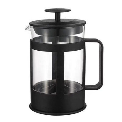 Portable Black Plastic French Press Coffee and Tea Maker 350 ML for Travel Camping, Stainless Steel and Glass French Press