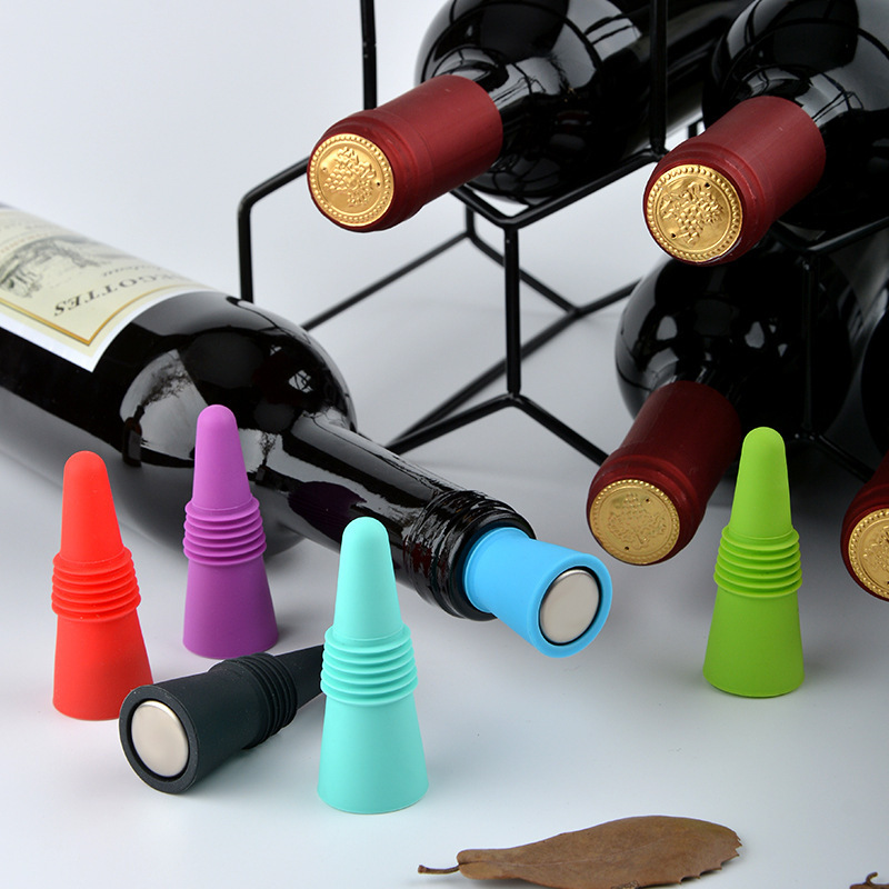 Colorful Wine Stoppers, Reusable Leak Proof Bottle Sealer Wine Saver, Silicone wine stopper with bottle markers