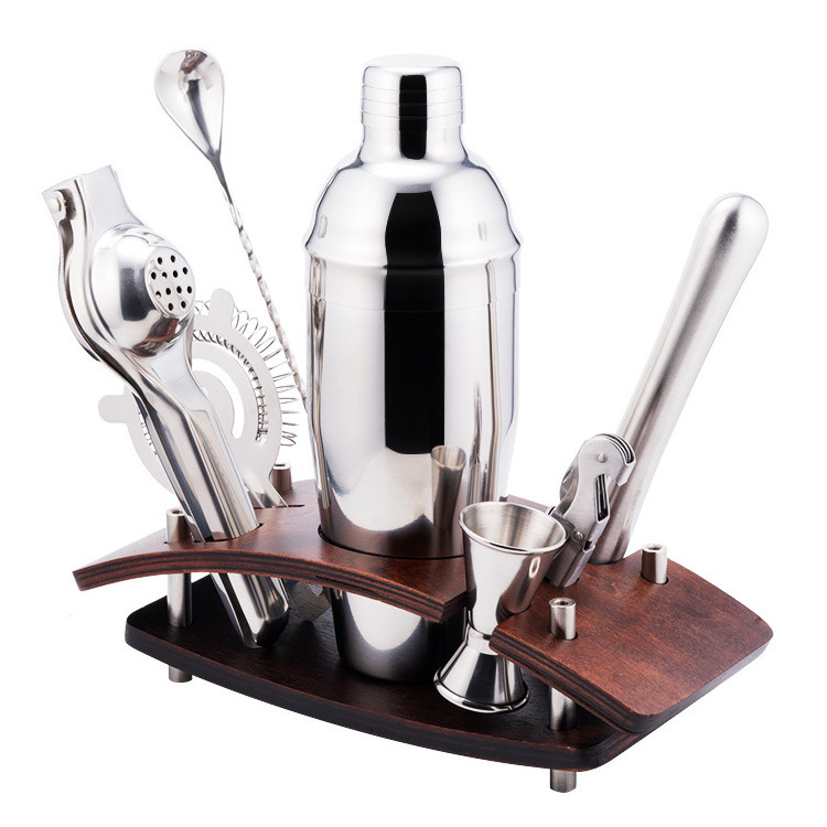 House Warming Gifts New Home, Stylish Home Mixology Bartender Shaker Kit , Stainless Steel Cocktail Shaker Set with Bamboo Stand