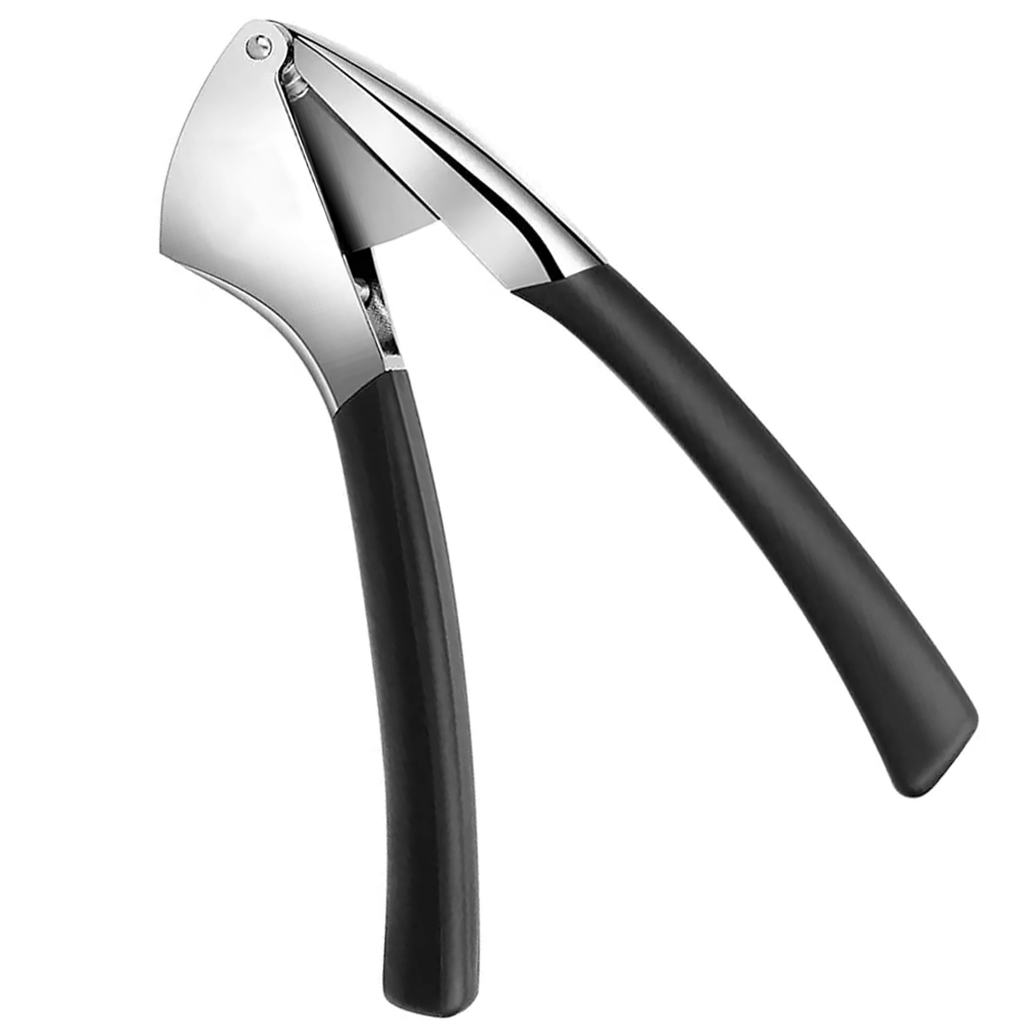 New Technology Kitchen Utensils Zinc Alloy Material Rubber Handle Garlic Press Rocker