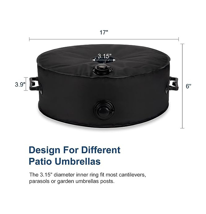 Factory Custom Black Waterproof PVC Outdoor Heavy Duty Umbrella Base Canopy Weight Water Bag With Durable Side Handle