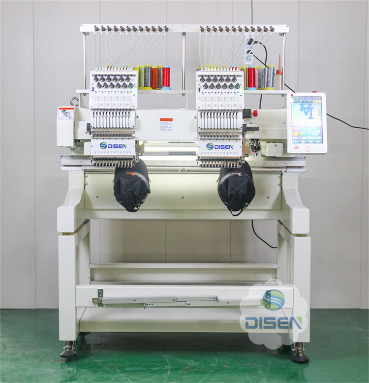 china price manufacturers multi function magnetic hoop high speed hat beading embroidery machine 1200 rpm double header