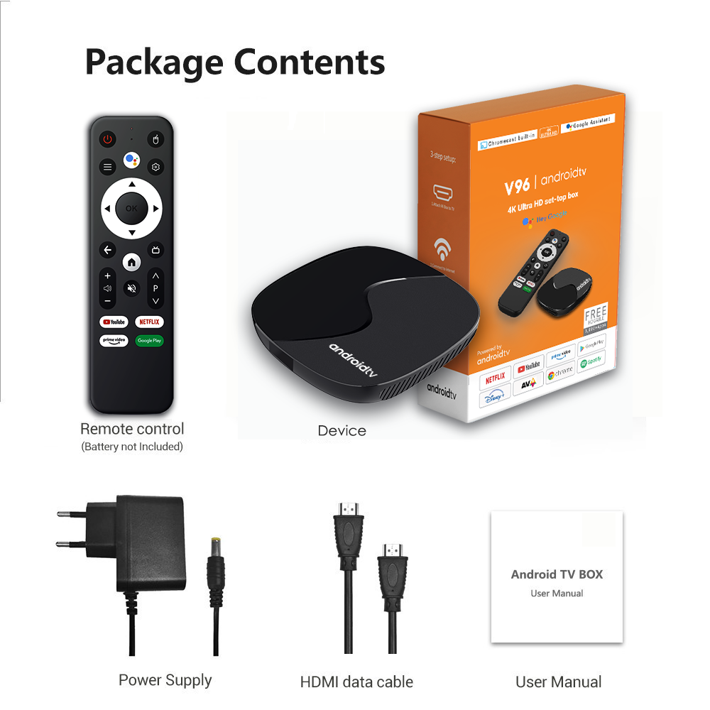 V96 Android TV Box FHD 1080P IPTV Box ATV UI Dual Band WIFI BT Voice Remote Set Top Box