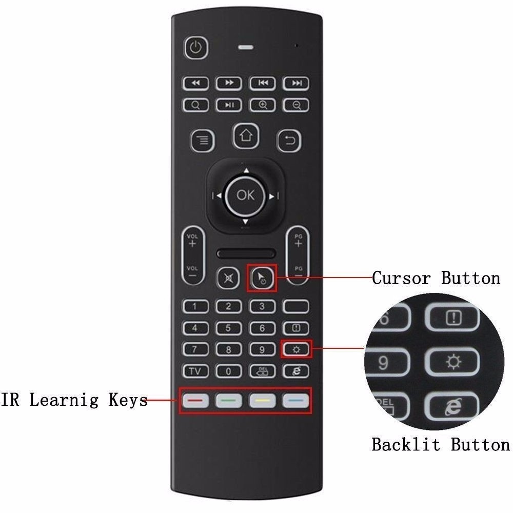 UUVISION Android TV box best remote Fly air mouse mx3 2.4G mini wireless keyboard remote for tv box ,pc and smart tv