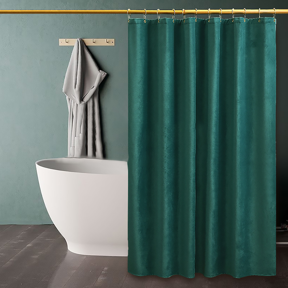 Nordic luxury christmas velvet waterproof shower curtain solid color partition curtain shower bathroom curtain