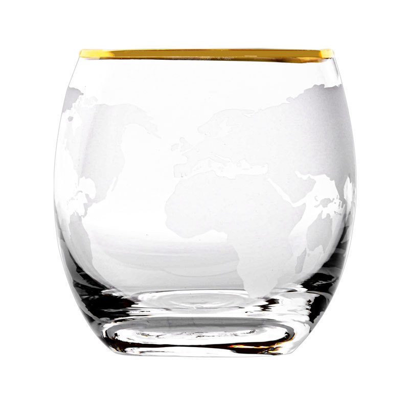 Wholesale Hot sales creative luxury bar etched globe 450ml clear crystal wine cup whiskey glass cup