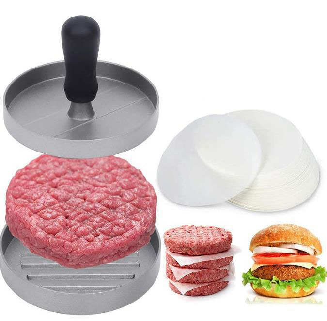 Wholesale Non-stick Manual Pie Beef Meat Burger Press with Wax Paper Hamburger Meat Mold Ring