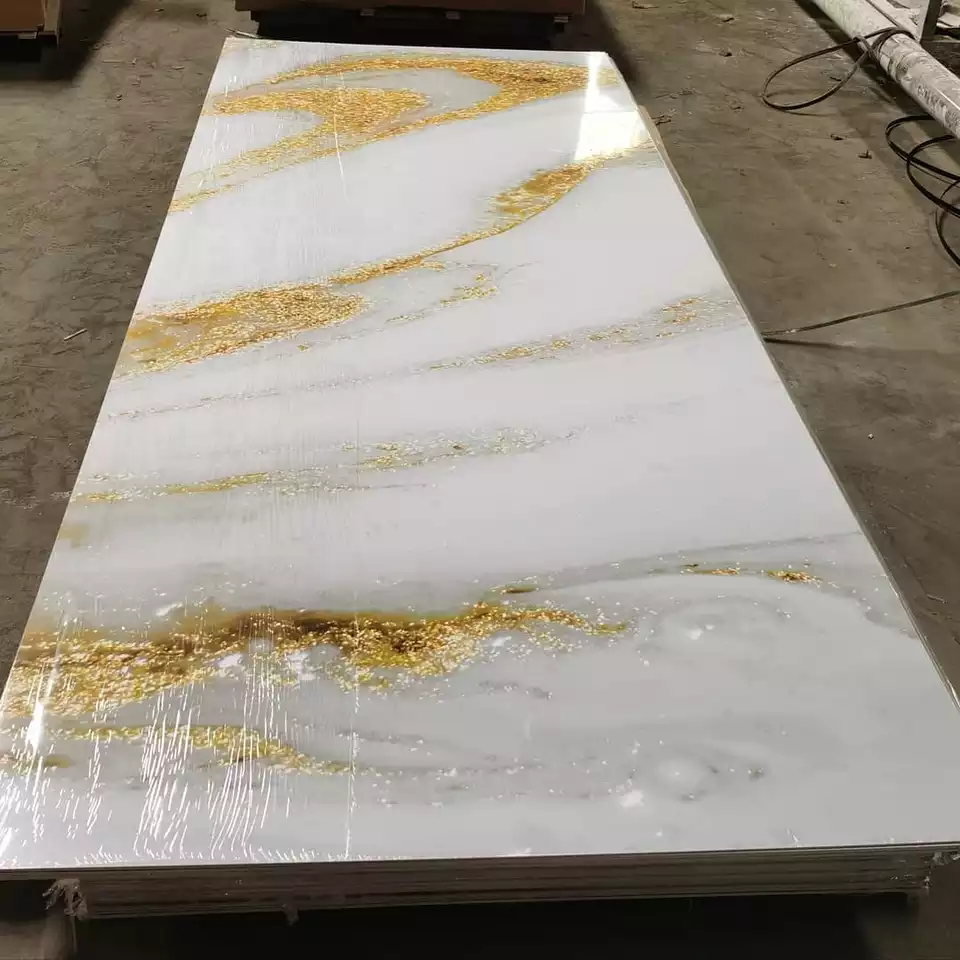 High Glossy 1220x2440mm 3mm PVC Wall Panel / PVC Marble UV Sheet Price