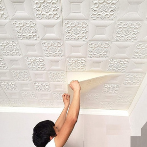 Self adhesive soft material wallpaper  pe foam wall sticker 3d for ceiling