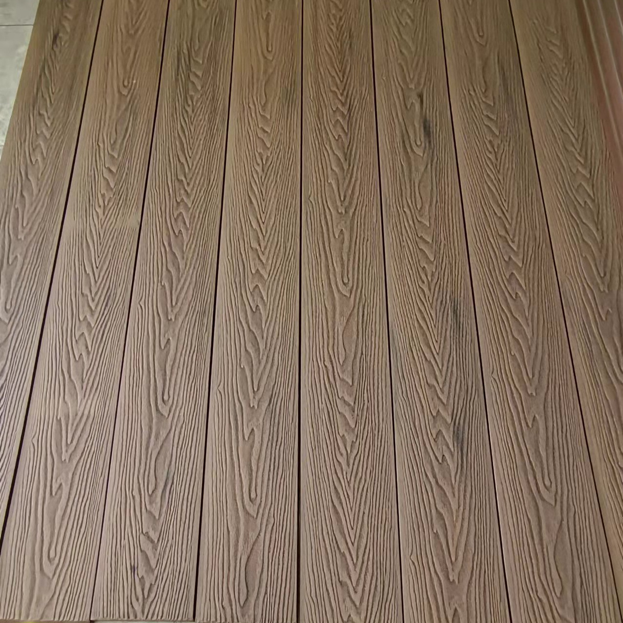 New technology WPC 3D embossed composite exterior wpc decking for outdoor floor