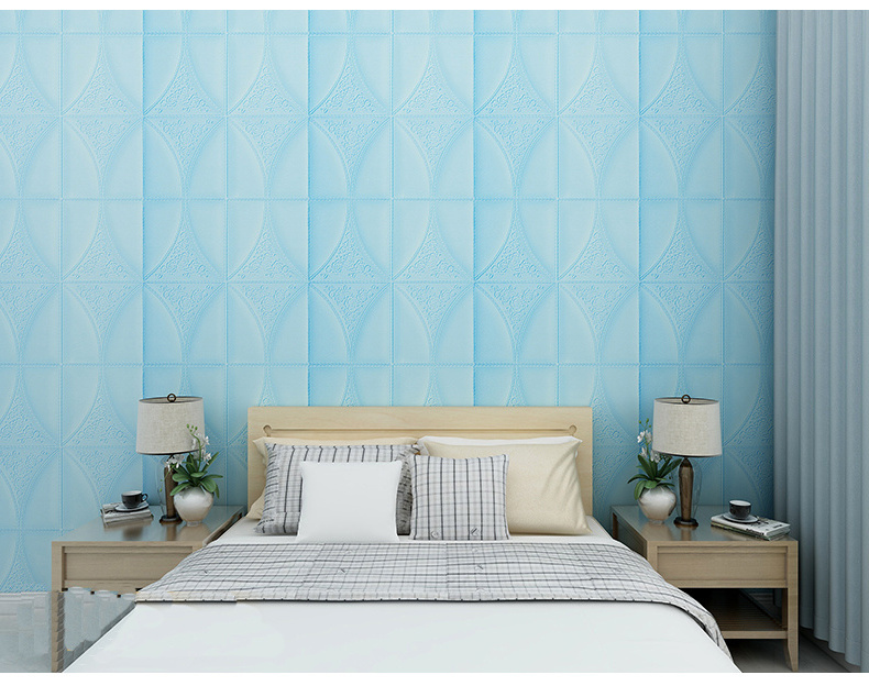 Self adhesive soft material wallpaper  pe foam wall sticker 3d for ceiling