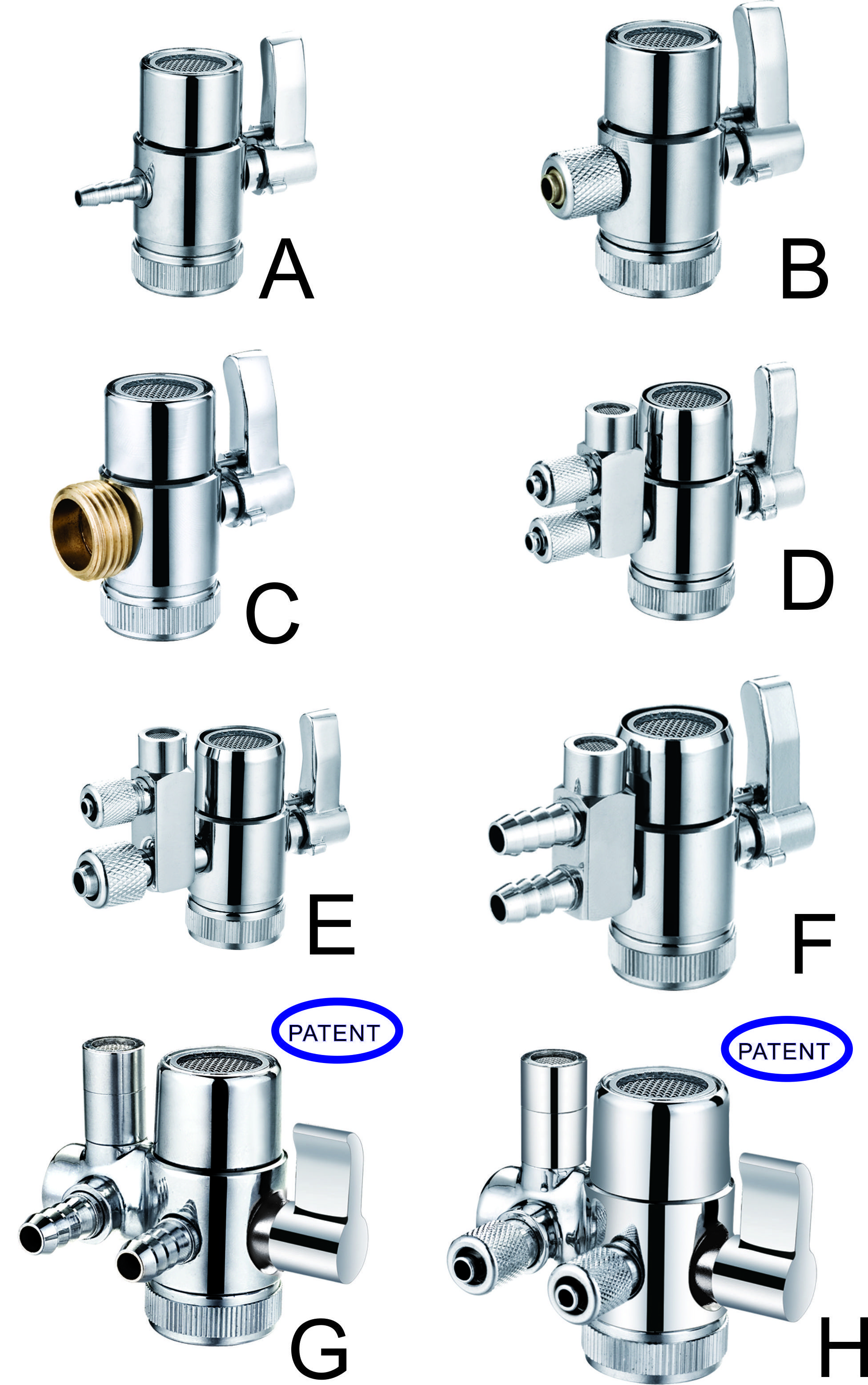 Diverter Valve 2 way in and 2 way out Water Splitter Valve for faucet filtration System