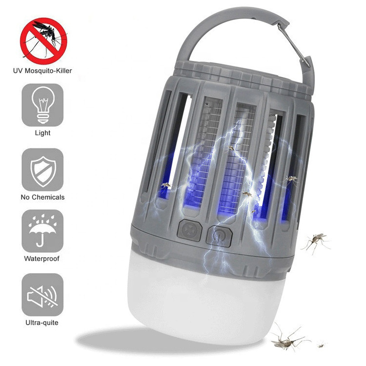 Waterproof Solar Electric Mosquito Killing Trap Usb Charge Mini Camping Bug Zapper Led Camping Mosquito Killer Lamp