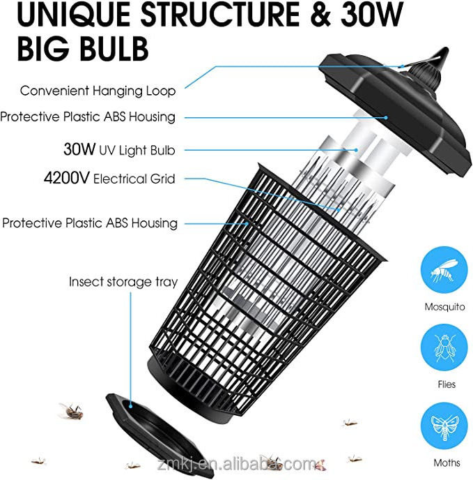 4200V Waterproof Bug Zapper Insect Control Flies Mosquito Lamp Repelant with Twilight Control Mosquito Killing Device