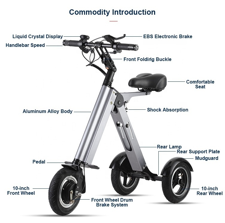 3 Wheel 10-inch Electric Scooter Folding 250W Wholesale Electric Mobility Adult