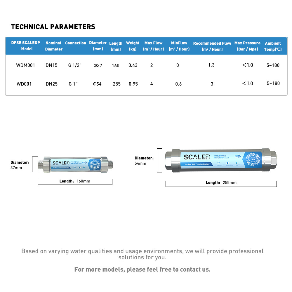Scaledp High Efficient 1'' Filter Ipse Water Conditioner Anti Limescale Hard Water System Home Use Water Descaler