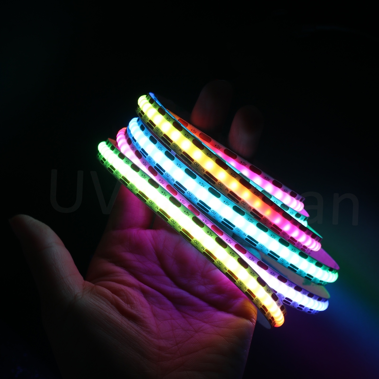 Smart Strip Light ws2812b LED Addressable Flexible Tape Light Narrow Width 5mm Full Color Chasing IC LED Strip Light