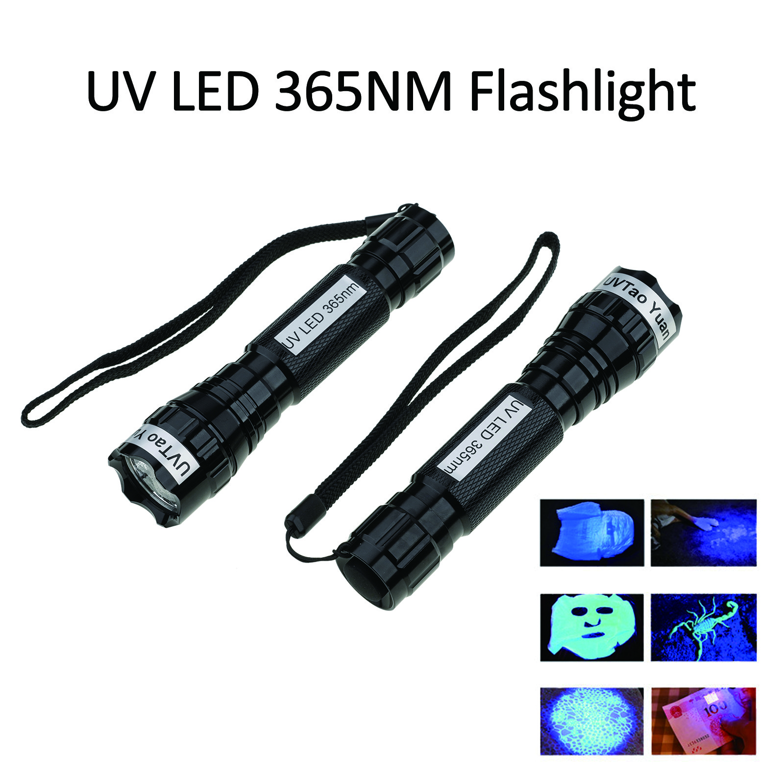 365nm Torch 3W UV LED Rechargeable and Portable Flashlight 365nm Aviation Aluminum UV Light