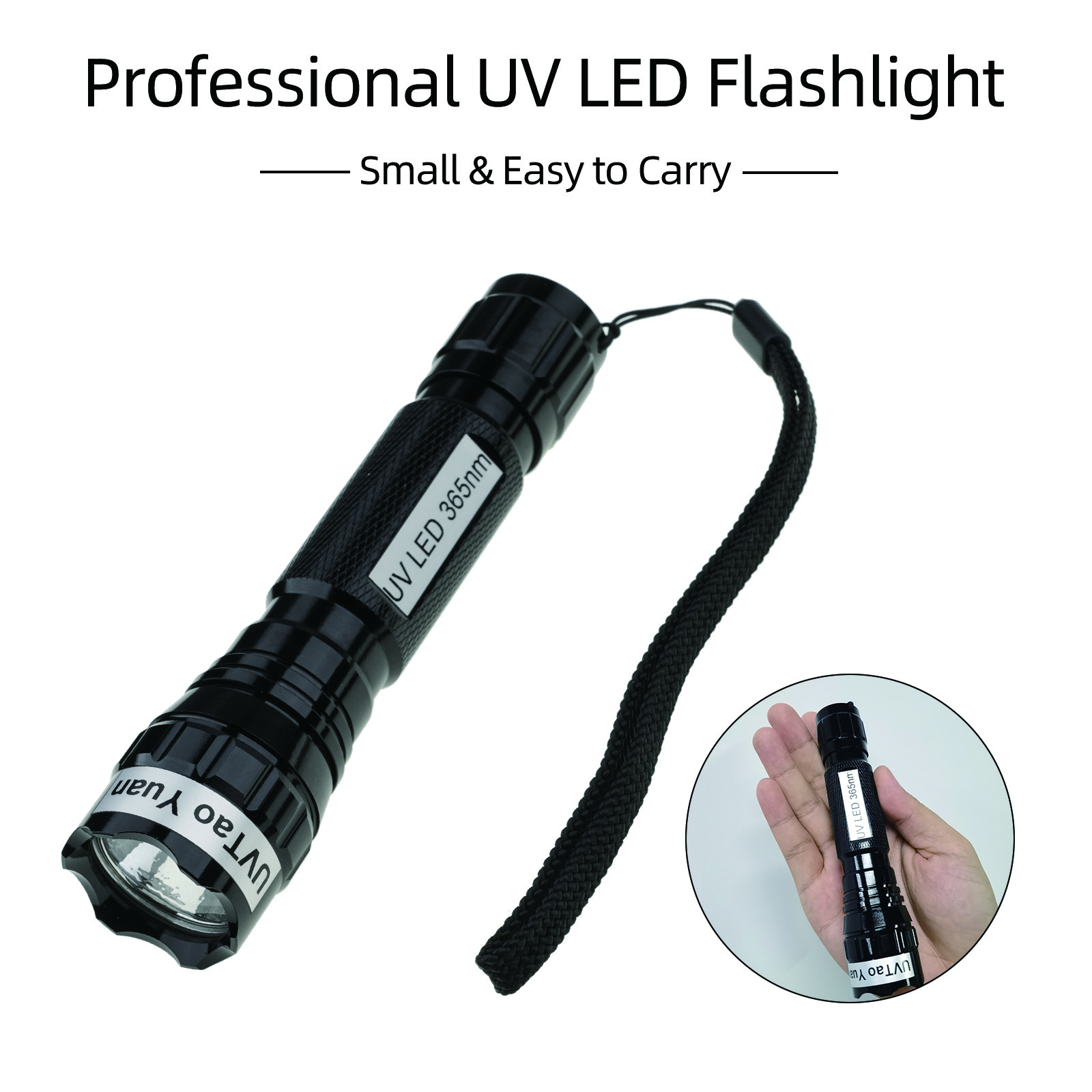 365nm Torch 3W UV LED Rechargeable and Portable Flashlight 365nm Aviation Aluminum UV Light