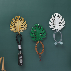 Nordic ins style home decorative light luxury wardrobe entry keyframe creative traceless metal leaf hook