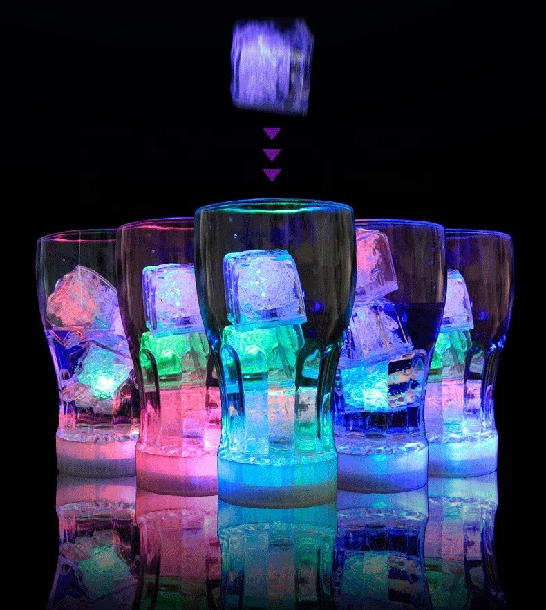 Rose LED Ice Cubes For Decoration Bar KTV Wine  Light Up When Meeting Water Induction Ice Cubes