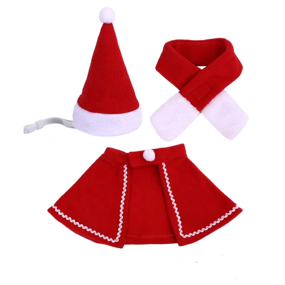 Pet Christmas Costume Set Dog Costume Puppy Kitten Santa Claus Hat Scarf Cloak Cat Party Holiday Theme Character Decoration