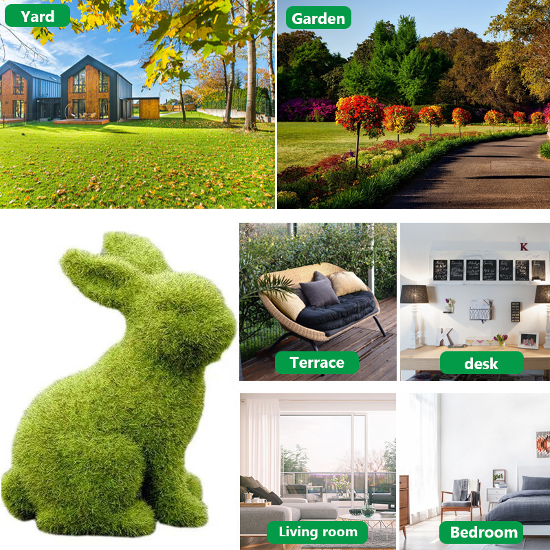 Artificial Plant Green Flocking Easter Bunny Decor Resin Garden Easter Decoration Outdoor