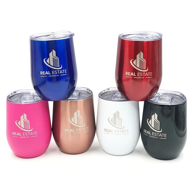 Custom Laser Logo Eggshell Shape 12oz Stainless Steel Wine Tumbler