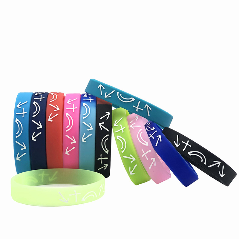 Promotional Gift Glow In The Dark Silicone Bracelet Personalized Silicone Bracelet Embossed Printed Silicone Wristband