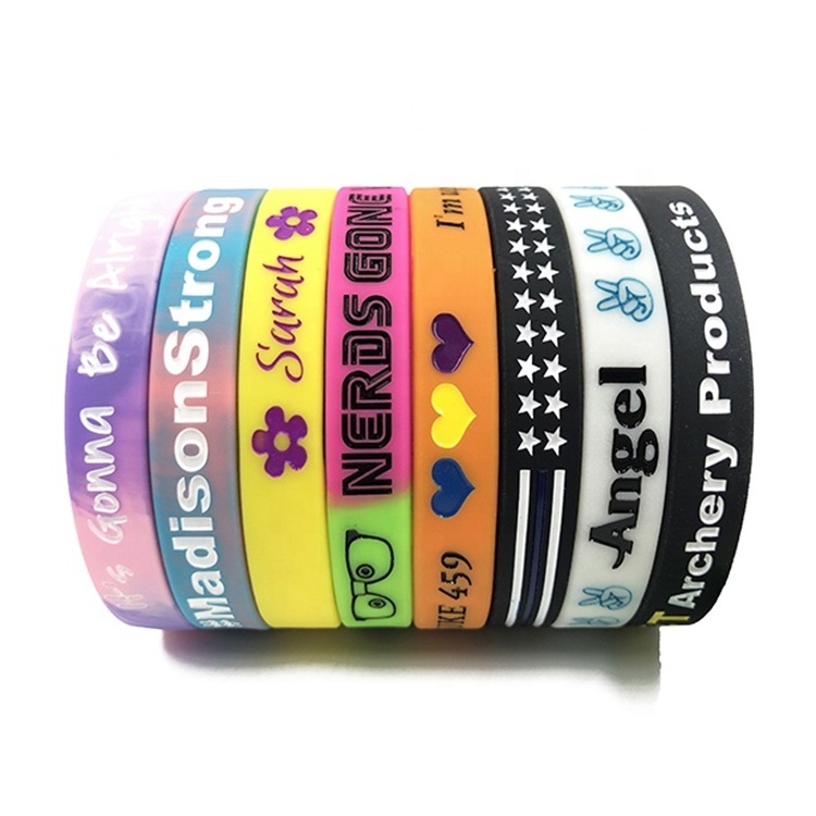 Personalized Ink Injected Wrist Band Rubber Bracelet Custom Logo Silicone Wristband for Promotional & Business Gifts